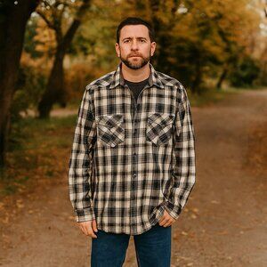 Blackberrys L Grey Plaid Button Chest Pockets Lightweight Button Up Flannel Work